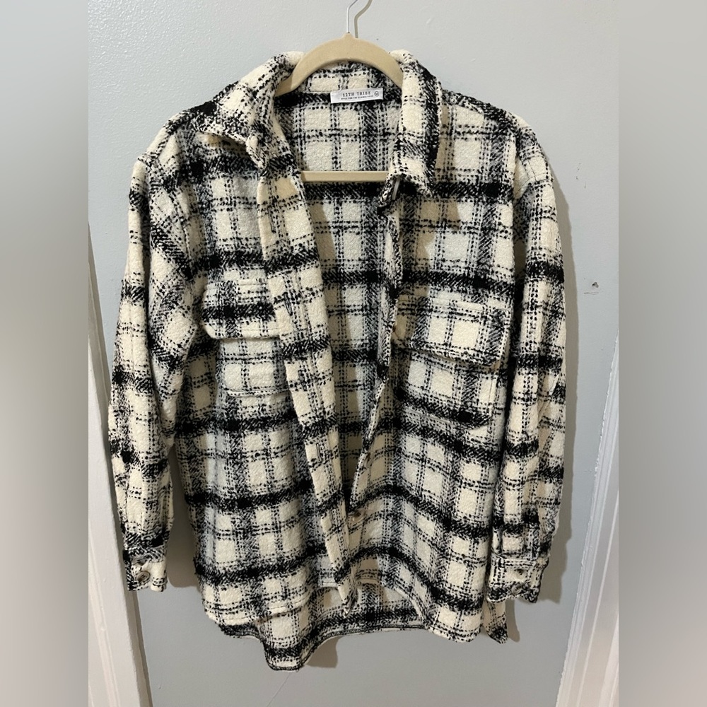 12th tribe black and white patterned t shirt jacket